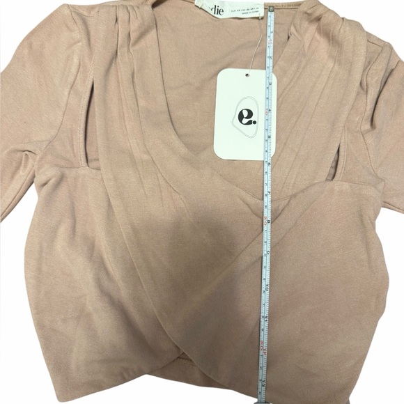 Elodie NWT Women’s Pink/Beige Long Sleeve Twist Crop Top size XS - Picture 5 of 6